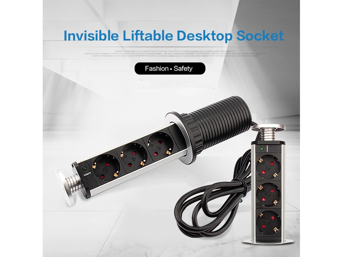 Retirado de uma mesa de elevador (3 pinos com USB, tensão de 250 V)