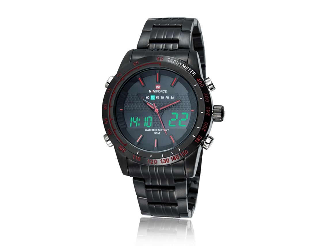 Relógio Masculino Sport de Aço Inoxidável Resistente À Água com Pulseira de Aço