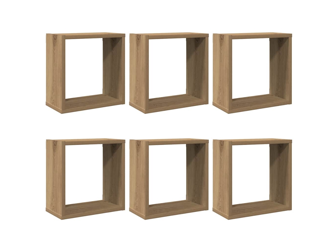 Wall Cube Shelf, Wall Cube Shelves Vidaxl Marrom Madeira Processada (30 X 15 X 30 Cm)