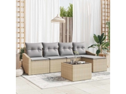 Vidaxl Conjunto De Sofás 6 Unid. Bege Vime Pe