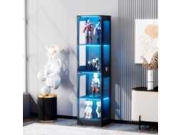 Vitrine Vidro 4 Níveis Led Prova Poeira Preta 40x35x165cm