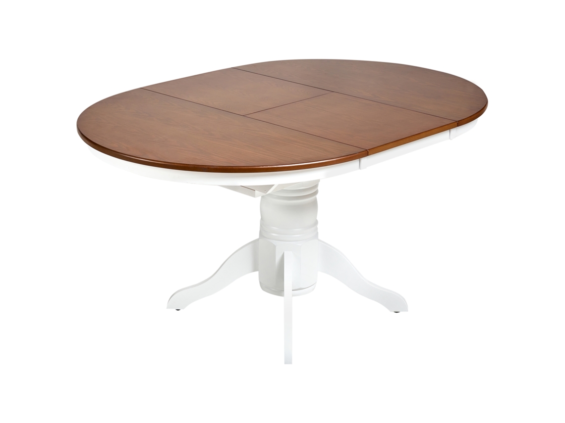 Mesa De Jantar Extensível BELIANI Akron De Madeira De Seringueira Freixo Castanho 106x150x74