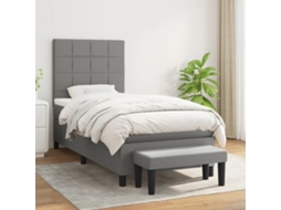 Vidaxl Cama Com Molas/colchão 100x200 Cm Tecido Cinza-escuro