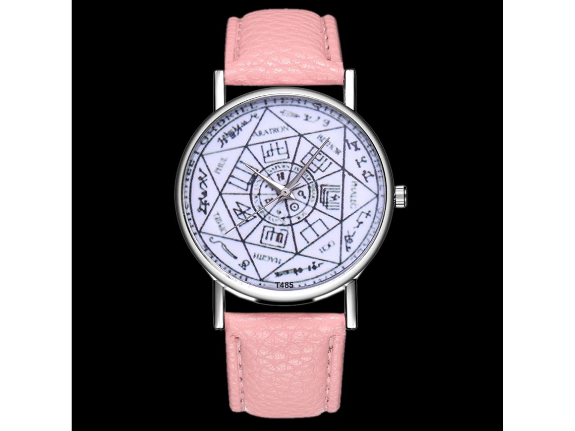 Relógio de pulso de quartzo para casais com pulseira de couro rosa moderno