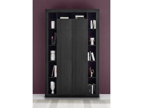 Aparador/Estante Lancaster Preto Cinza Preto 2 Portas AQA DESIGN