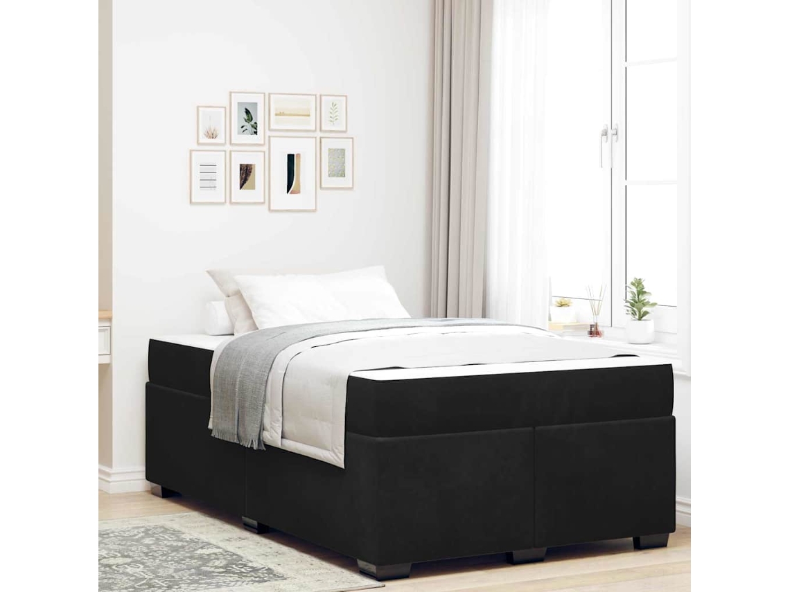 Vidaxl Estrutura da Cama com Colchão Preto 120 X 200 Cm Tecido