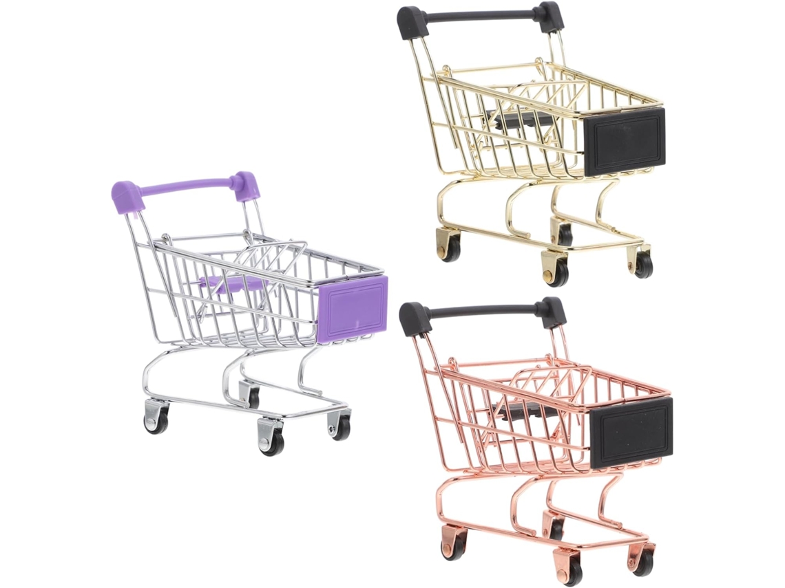 Conjunto de 3 Mini Carrinhos de Compras Infantil CHABERLU
