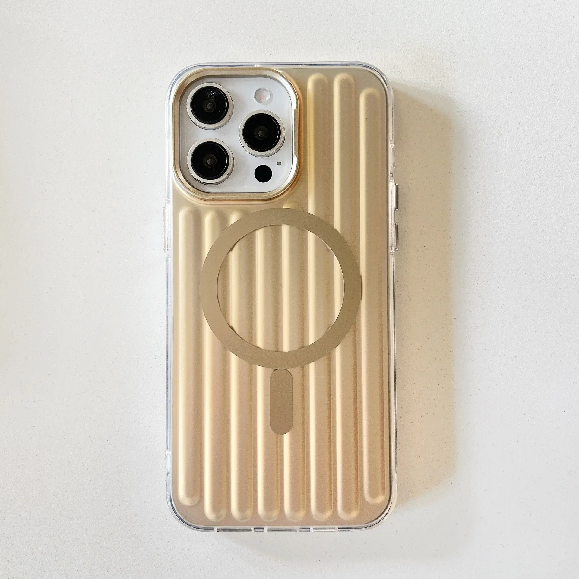 (amarelo, Iphone 14 Pro Max) Capa Para Celular Com Estampa Ondulada 3d, Compatível Com Proteção Magnética Antichoque Magsafe.