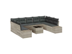 Maison Exclusive - Conjunto De Sofá De Jardim 9 Pcs Cinzento-claro Polirattan