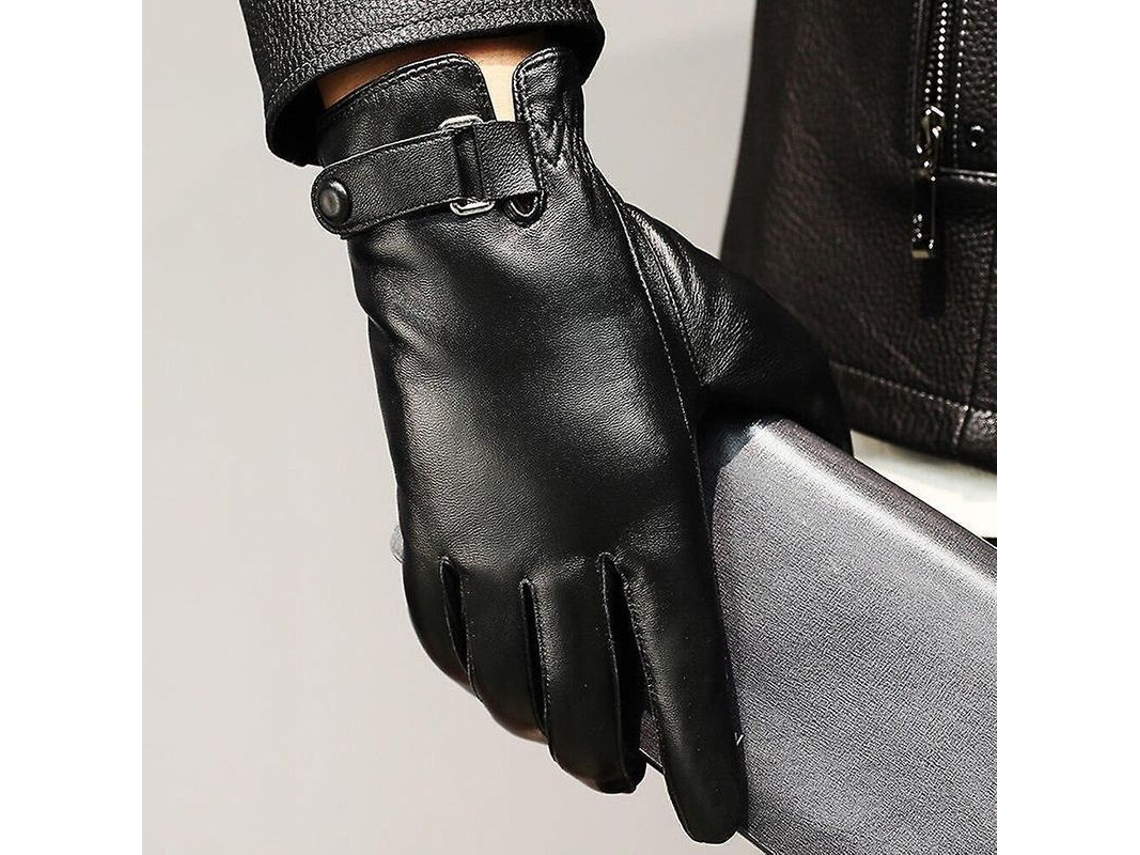 2026-luvas De Couro De Ovelha Autênticas Para Homem Com Forro Quente Táctil Para Dirigir Tamanhos M L Xl L Negro