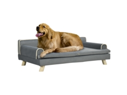 Sofá de Cachorro com Escandinavo, Almofada Mole Removível, Pernas de Madeira Maciça 100 X 62 X 32 Cm Cinza Ge