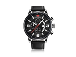 Relógio masculino Mini Focus Chronograph Multifuncional, Resistente à Água, Pulseira de Couro