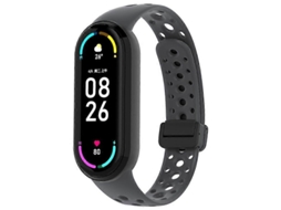 Pulseira De Silicone Preta Com Fecho Magnético E Furos Redondos Para Xiaomi Smart Band 10/9/8