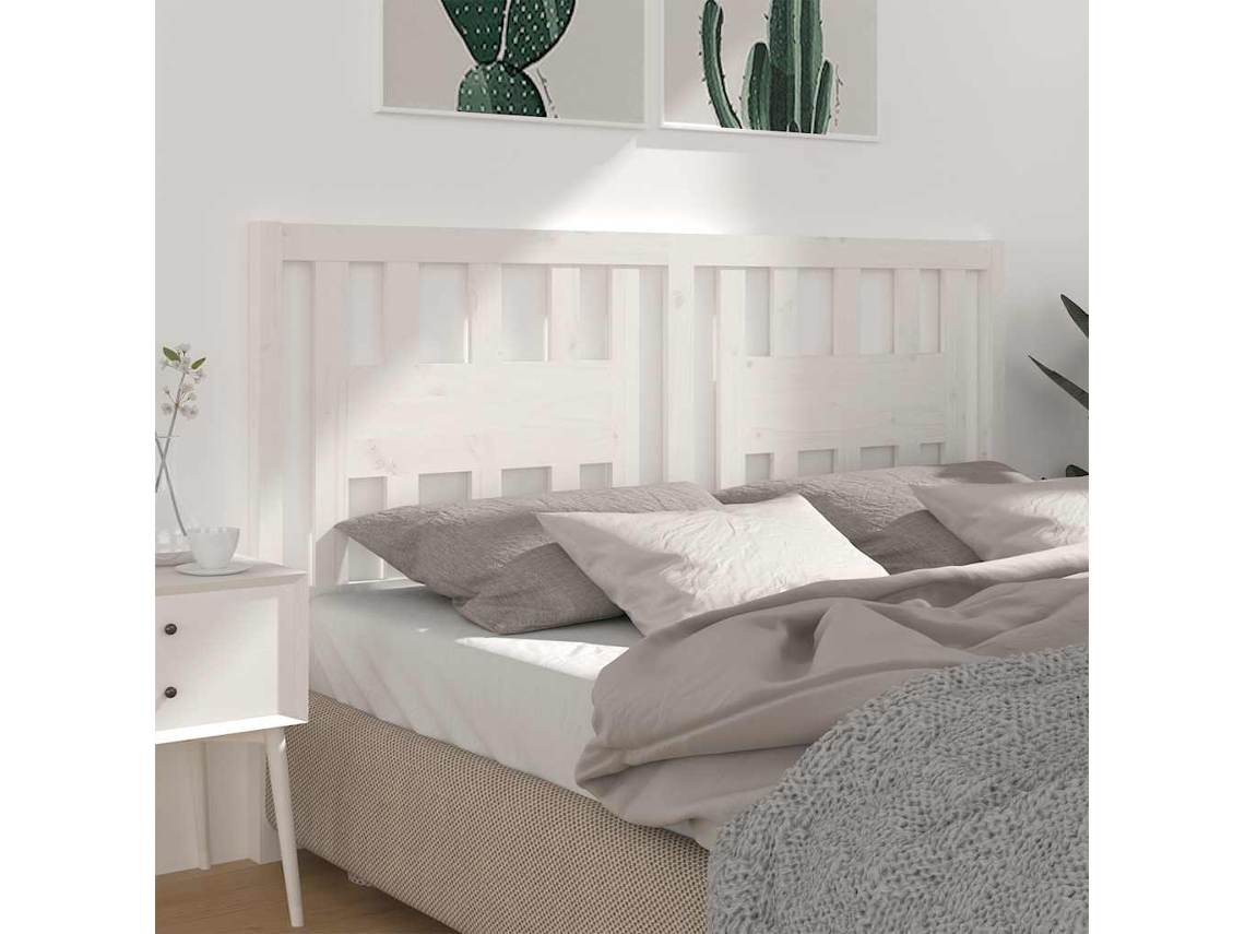 Vidaxl Cabeceira De Cama 146x4x100 Cm Pinho Maciço Branco