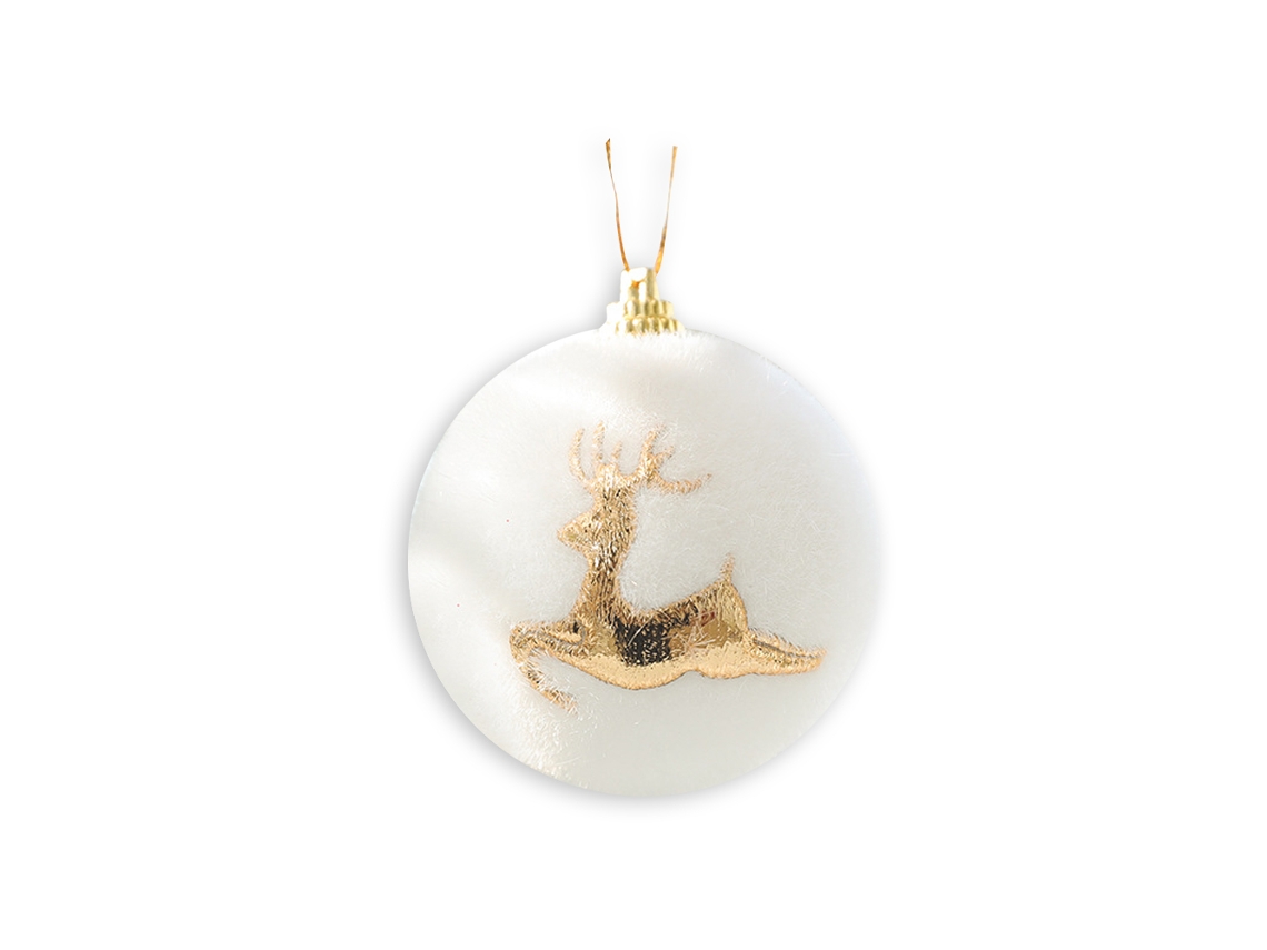Bola de Natal de Espuma Branca-6Cm Alce Dourado Branco/6 Peças/57G AURUM