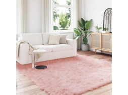Vidaxl Tapete De De Ovelha Sintética Tafalla Rosa 240 X 240 Cm