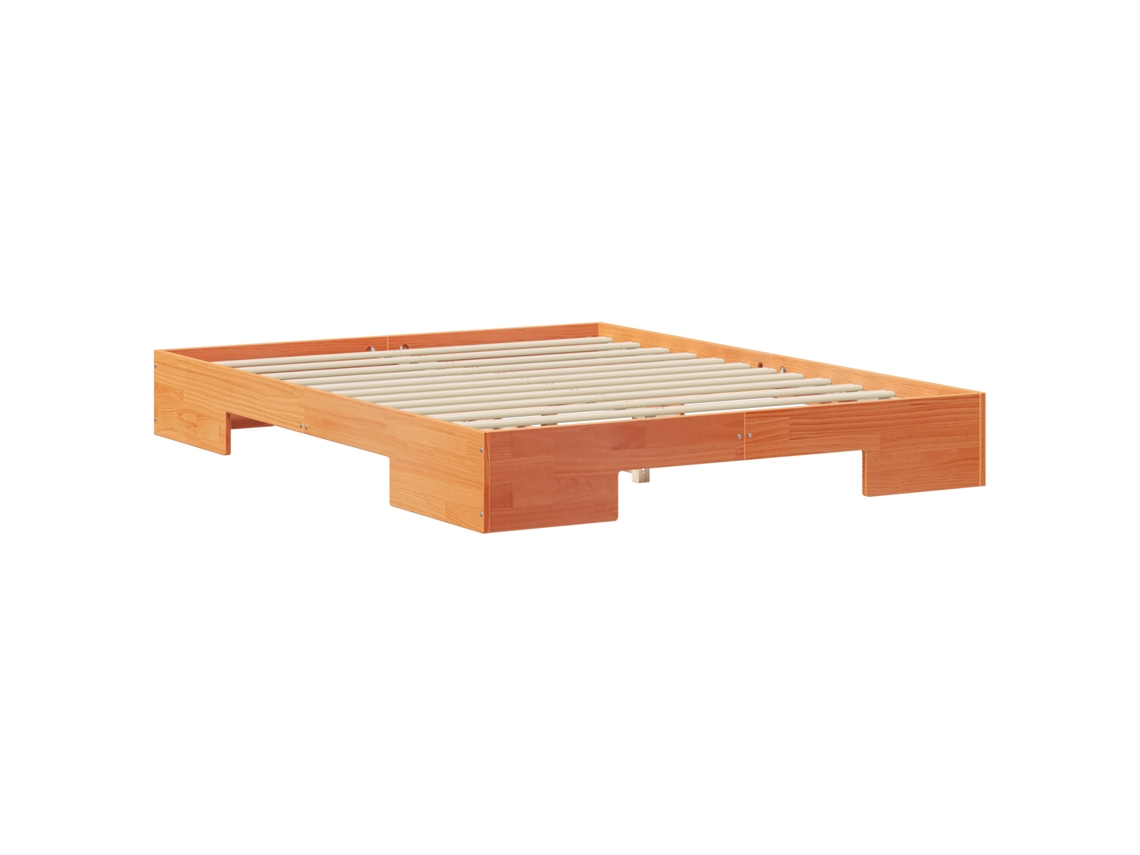 Conjunto 1 Estrutura De Cama Vidaxl Castanho Madeira De Pinho Maciça (150 X 200 Cm)