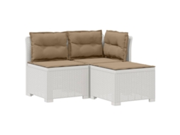 Maison Exclusive - Sofá De Jardim 3 Lugares Com Almofadas Visual Rattan Pp Branco