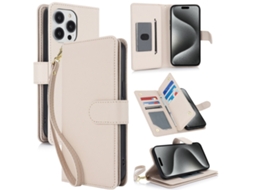 Capa Carteira De Couro Para Iphone 15 Pro Max - Com Rfid - Para Vários Cartões