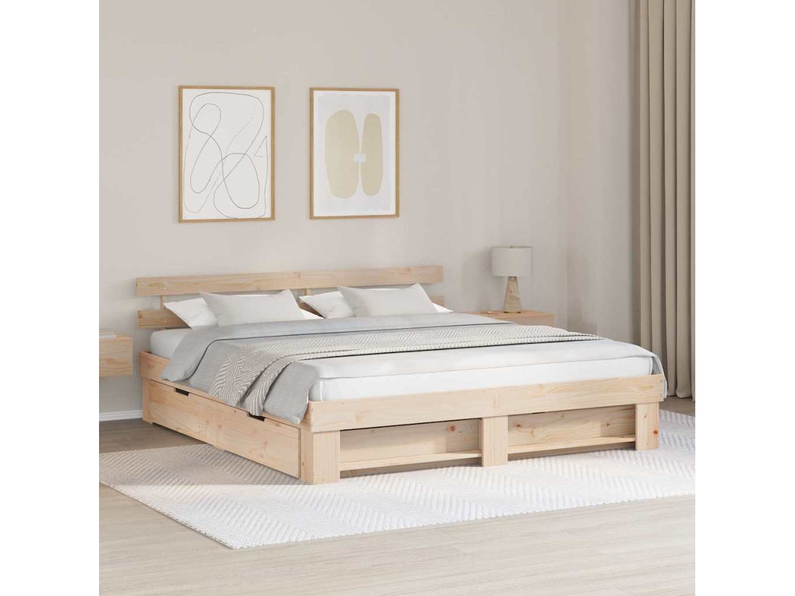 Vidaxl Estrutura Da Cama Com Gaveta Castanho 200 X 200 Cm