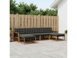 Vidaxl Conjunto De Sofás Para Exterior 6 Unid. Natural E Preto