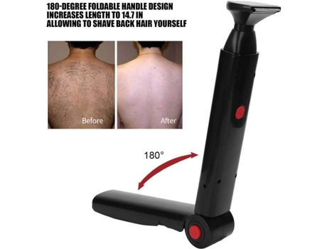 Rasoir Elétrico Para Costas, Depilação De Cabelo De Costas Para Homens, Aparador De Corpo Dobrável Sem Fio 14,7 Polegadas