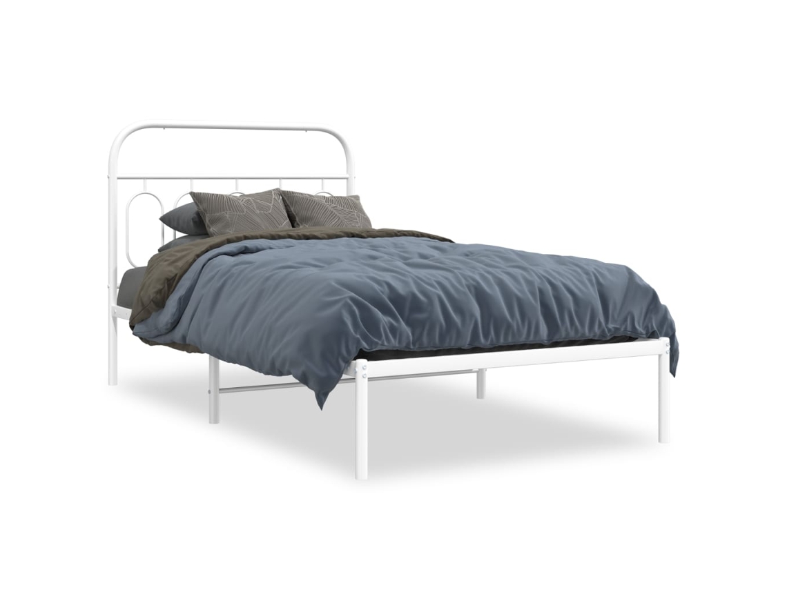 Bed Frame, Bed Frames Vidaxl Branco Metal (100 X 190 Cm)