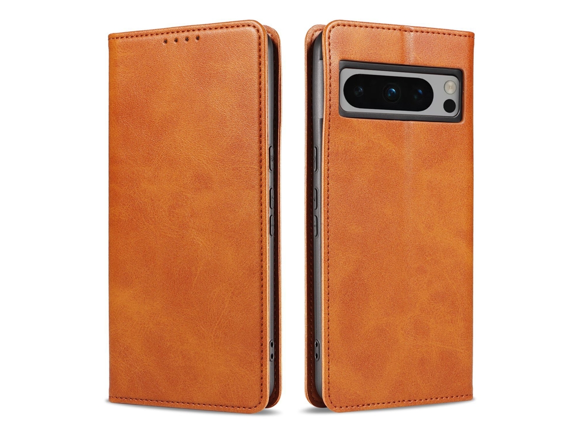 Capa Flip Para Celular Em Couro Com Estampa De Pele De Bezerro.cáqui - Pixel 6a