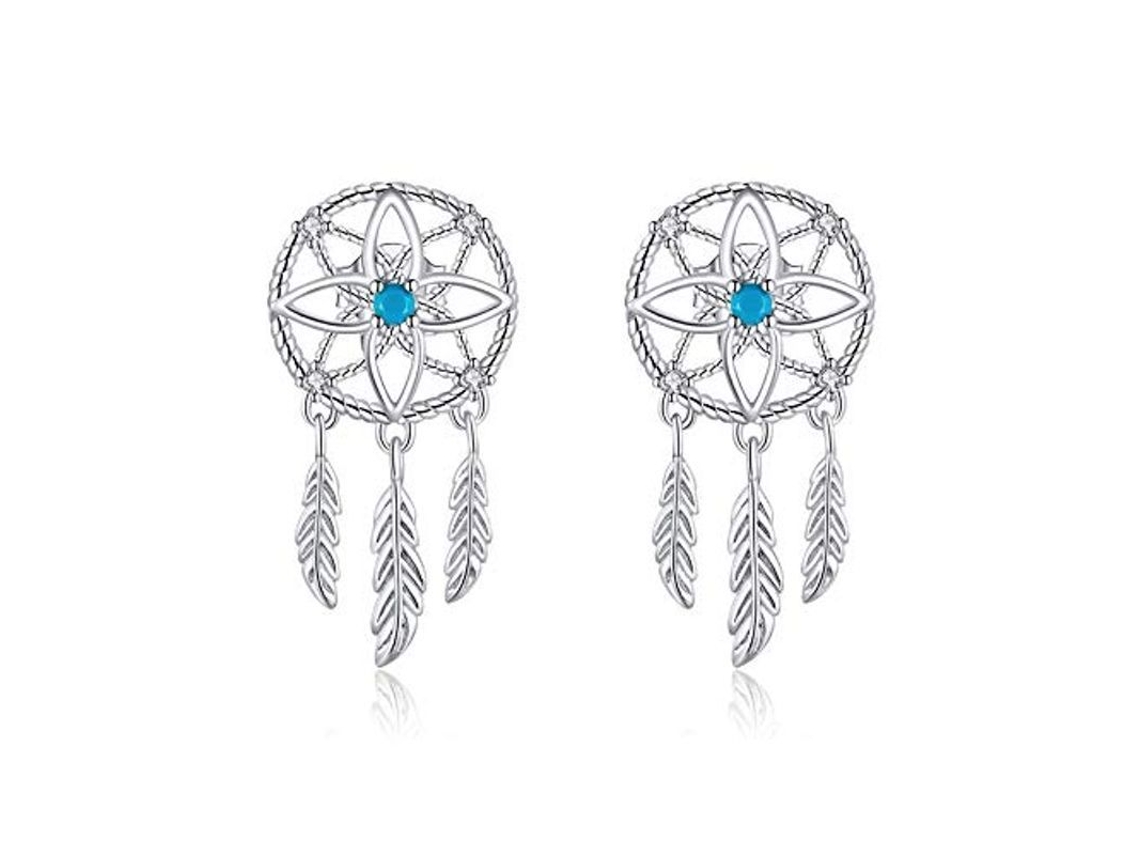 2026-aretes De Prata 925 Estilo Bohemio Caçador De Sonhos Com Penas E Zircônio Para Mulher