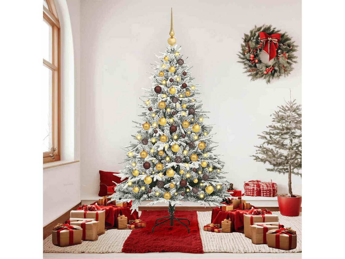 Vidaxl Árvore De Natal Artificial Pré-iluminada Com Conjunto De Bolas