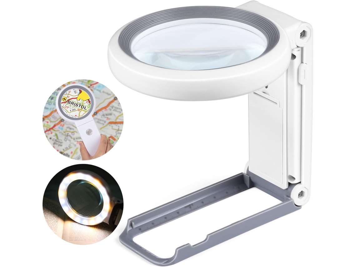 Lupa De Aumento 30x 10x Com Luz E Suporte