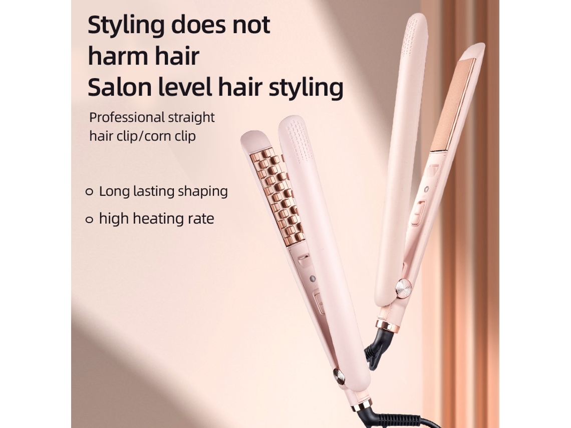 (prancha De Cabelo Rosa Para Tranças) Prancha De Cabelo Elétrica Com Revestimento Cerâmico E Modelador De Cachos Com Revestimento Cerâmico
