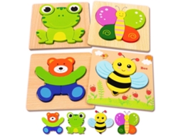Conjunto de Puzzles de Madeira para Crianças, Pacote de 4 Puzzles Educativos para Crianças Dos 1 Aos 3 Anos CZHHMART