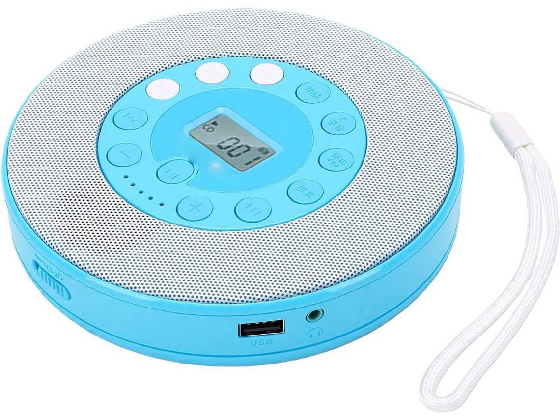 Leitor De Cd Portátil Fockety, Bluetooth Recarregável Com Alto-falantes Integrados (azul)