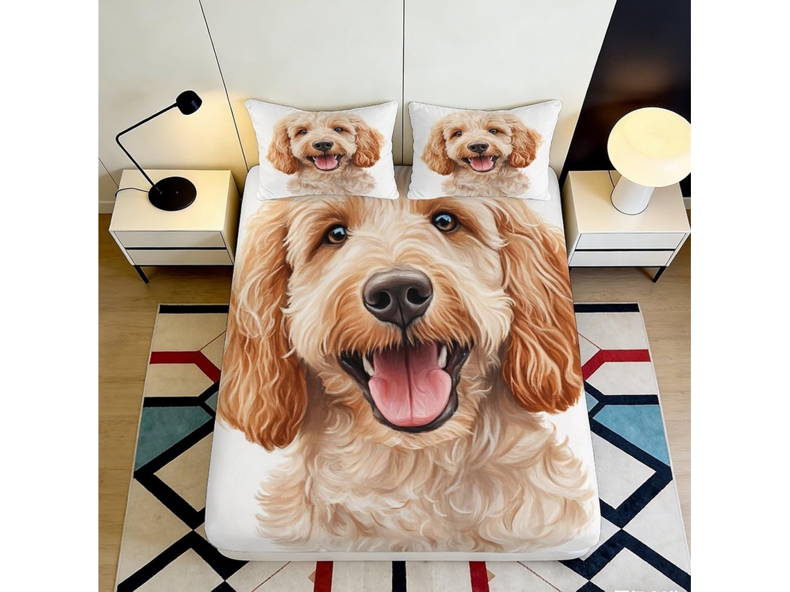 Conjunto de Cama com Estampa Rosto Adorável em Microfibra Fronha 200x200cm
