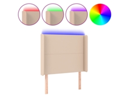 Cabeceira MAISON EXCLUSIVE com LED em couro sintético 93x16x118/128 cm cappuccino