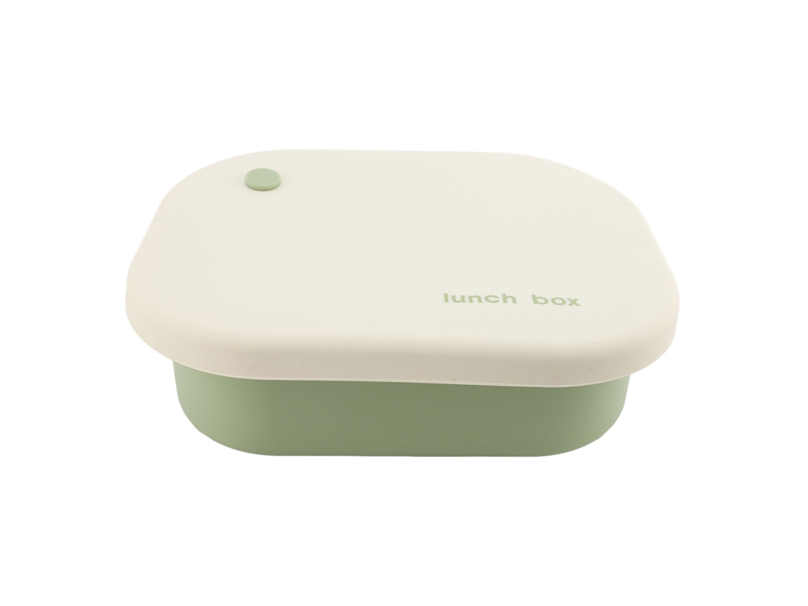 Bandeja De Alimentação De Silicone Com 4 Compartimentos Airtight Segura Para Micro-ondas Para Trabalho, Viagem E Piquenique Verde