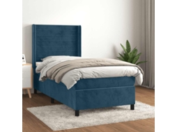 Vidaxl Cama Com Molas/colchão 80x200 Cm Veludo Azul-escuro
