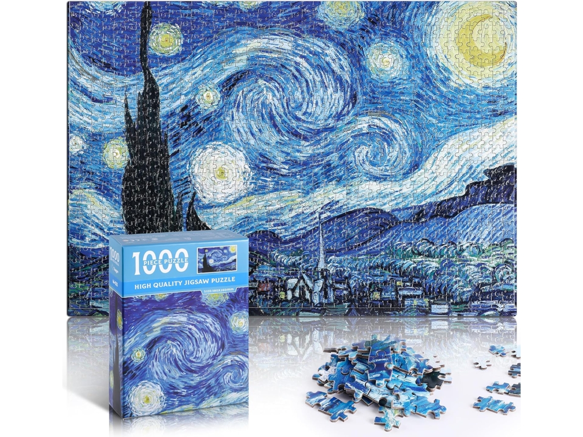 Quebra-cabeça Starry Night 1000 Peças Van Gogh Mini Quebra-cabeça Para Adultos Quebra-cabeça De Arte Jogo De Família (noite Estrelada) (azul