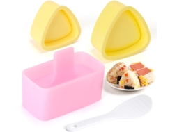 Conjunto 3 Moldes Sushi E Onigiri - Formas Arroz - Moldes Bolas Arroz - Uso Doméstico - Pp - Amarelo/rosa