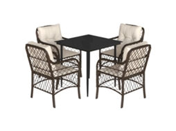 Conjunto de 5 Jantar para Jardim com Almofadões Vime Pe Castanho MAISON EXCLUSIVE