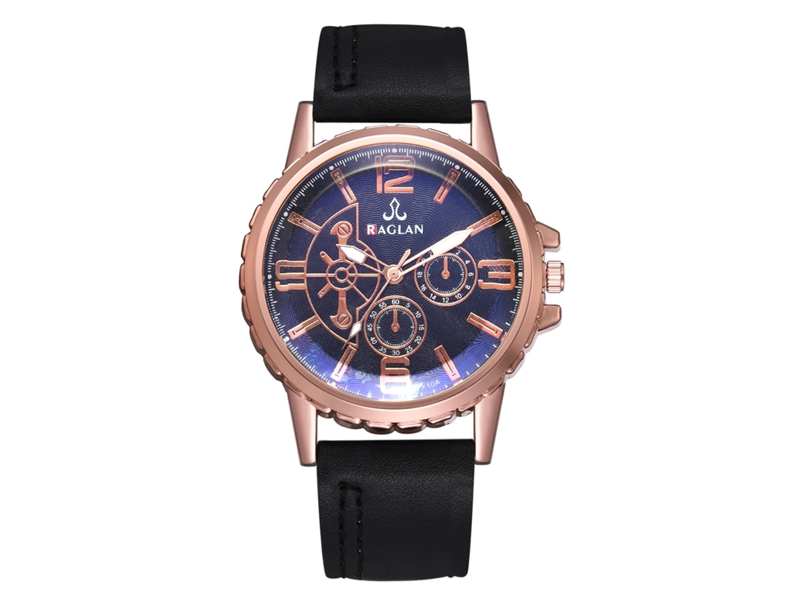 Reloj De Cuarzo Para Hombre Con Correa De Pu Estilo Casual Y Negocios Negro+azul