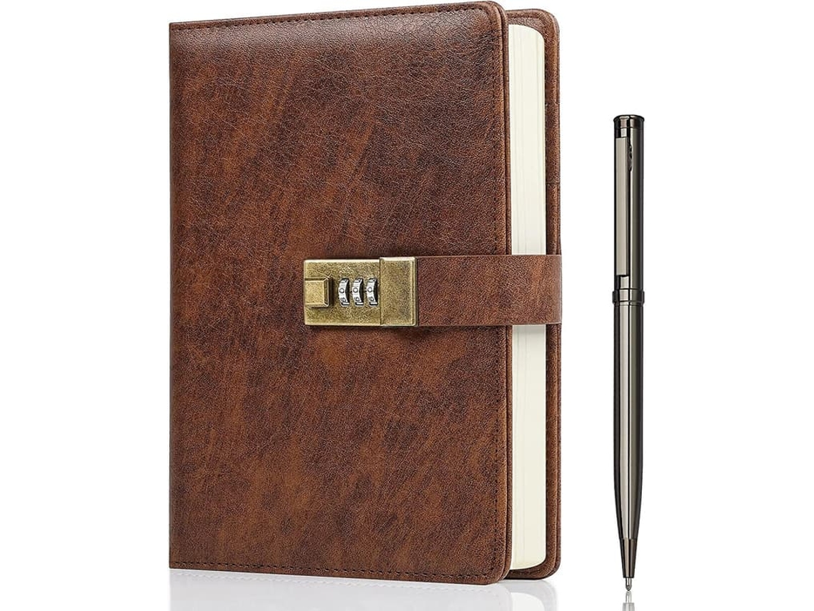 Diário Com Cadeado, Caderno A5 Em Couro Pu Com 240 Páginas, Vintage Proteção Por Senha