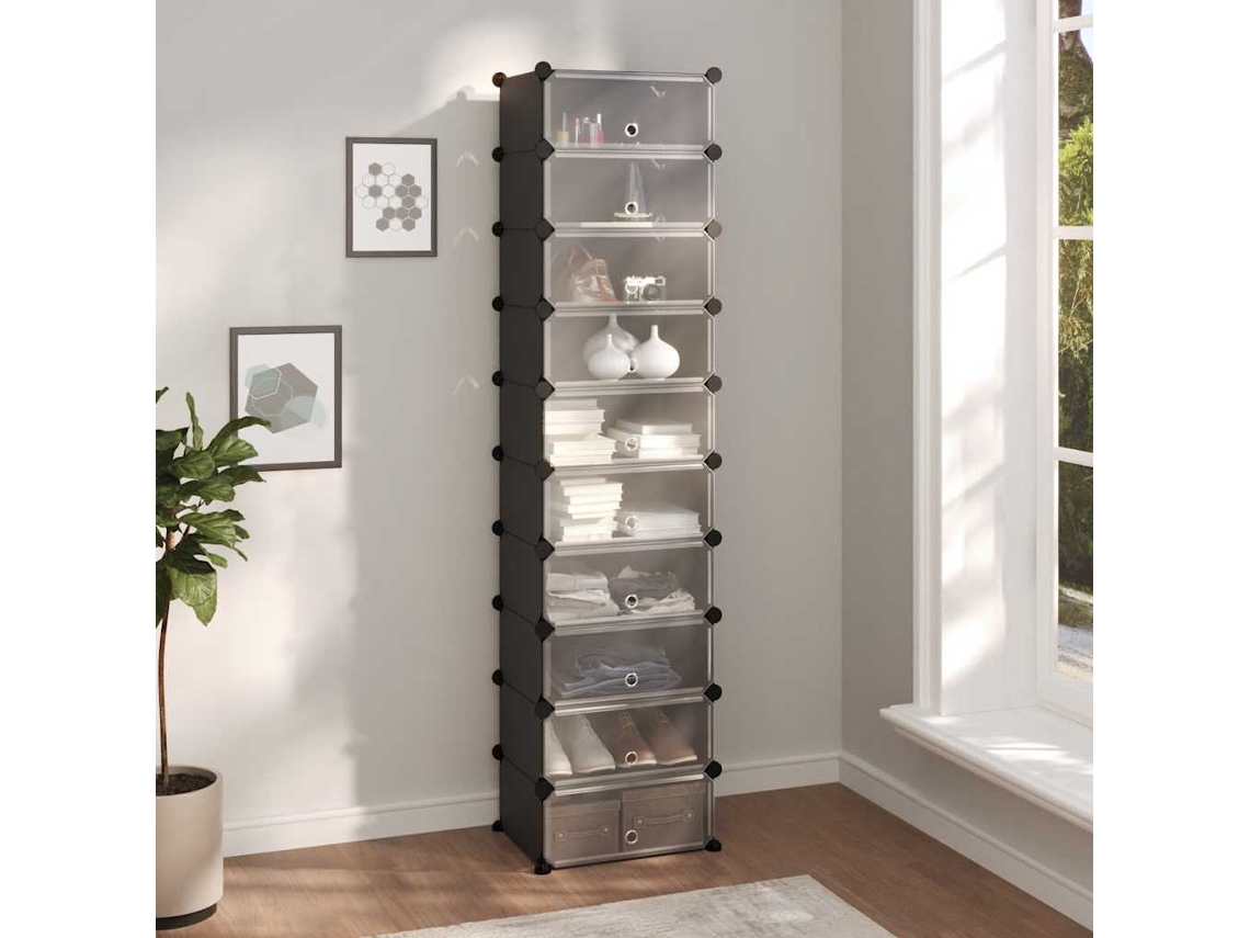 Vidaxl Sapateira 44x32x174 Cm Pp Preto