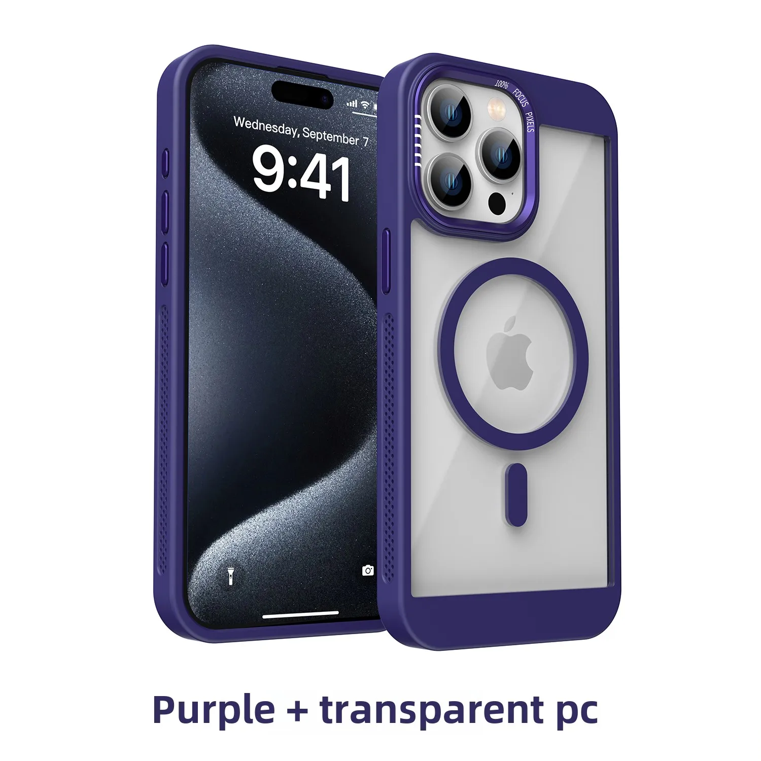 (iphone 15, Roxo Escuro) Capa Protetora Translúcida Em Acrílico, Compatível Com O Sistema Magnético Magsafe.
