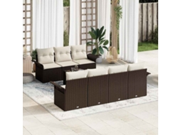 Vidaxl Conjunto De Sofá De Jardim 8 Unid. Castanho Vime Pe