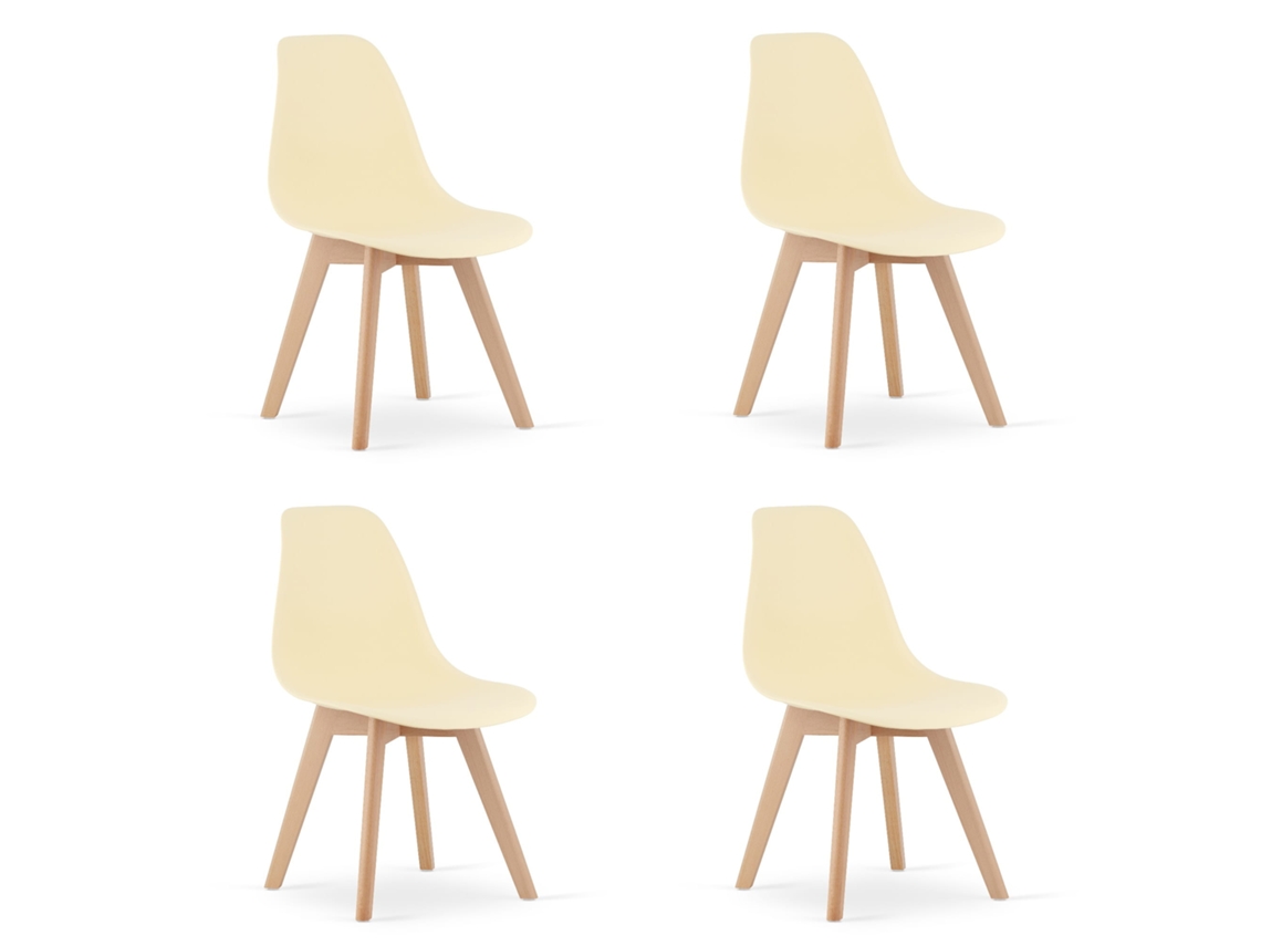 Cadeira De Jantar Conjunto De 4 Peças Kito Assento Creme, Assento Ergonômico, Encosto