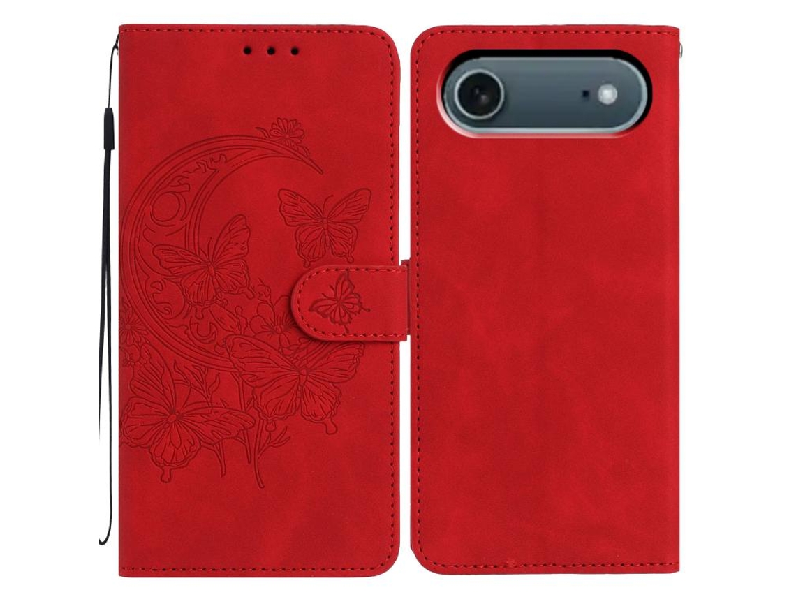Capa De Couro Para Iphone 17 Air Shell Com Estampa De Borboletas Dançando Ao Luar.