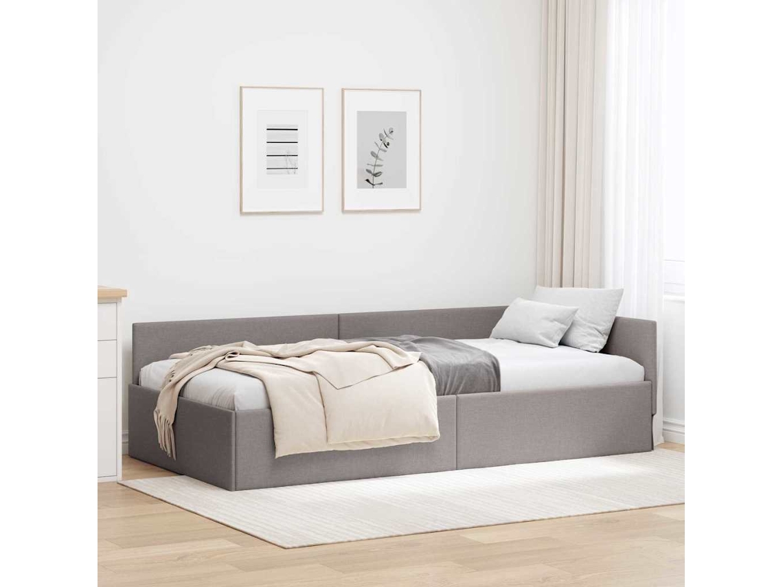 Vidaxl Estrutura De Cama De Canto Cinzento-acastanhado 90 Cm X 200 Cm
