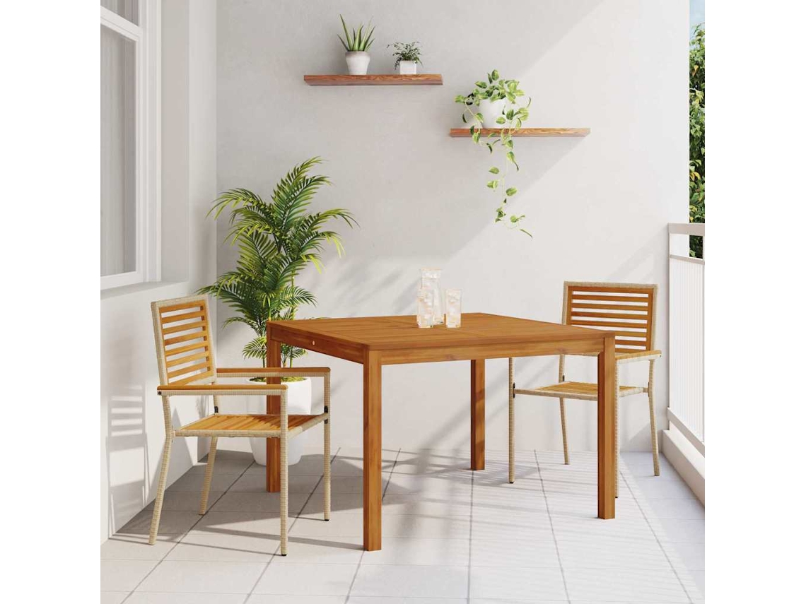 Vidaxl Conjunto De Jantar Para Jardim 3 Pcs Bege